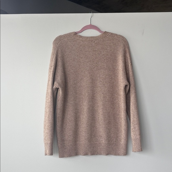 Knit Cardigan Sweater with long sleeves v neckline front buttons - color tan - Picture 5 of 5